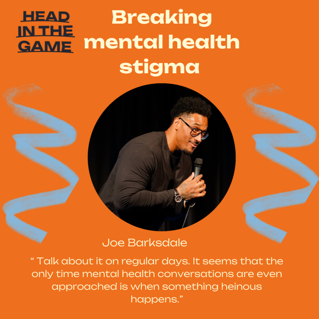 Social media graphic highlighting the mental health work of Joe Barksdale